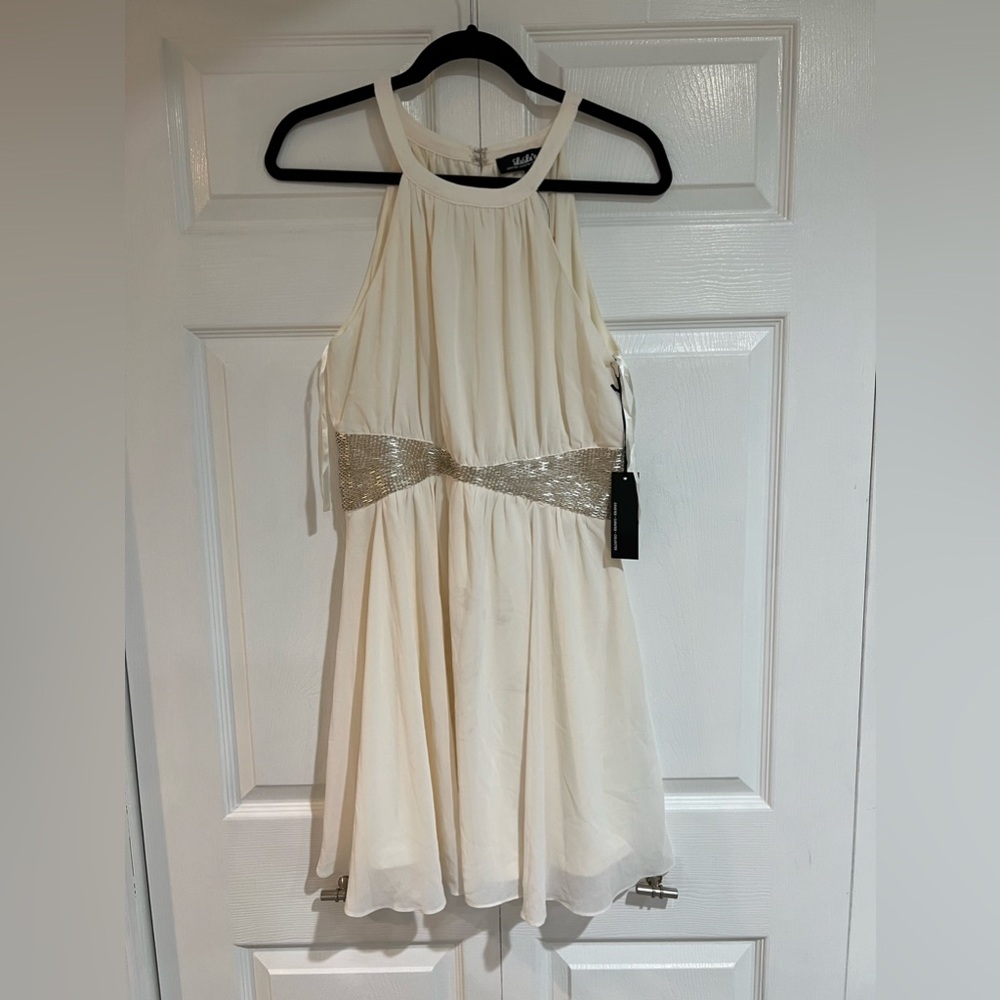 Lulu white embellished waist dress
